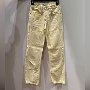 Zara yellow cargo low rise jeans